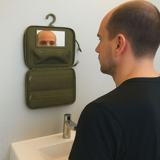 Trousse de toilette à suspendre avec miroir - Ranger Green - OPEX