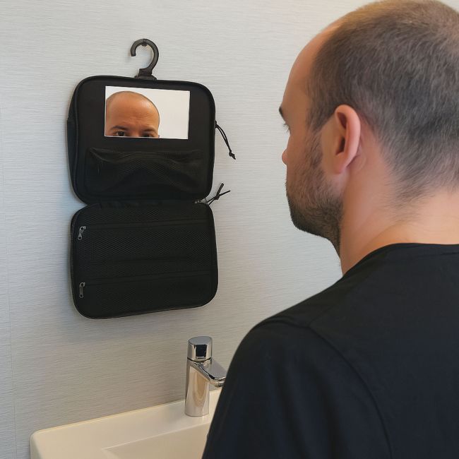 Trousse de toilette à suspendre avec miroir - Noir - OPEX