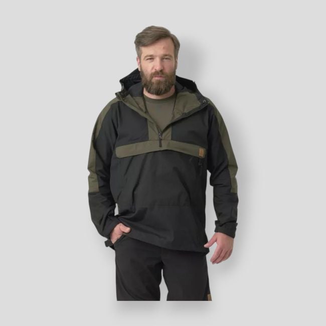Woodsman Anorak Jacket® - Czarny / Taiga Zielony - Helikon