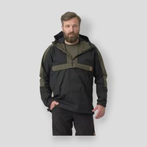 woodsman anorak jacket® - black / taiga green - helikon