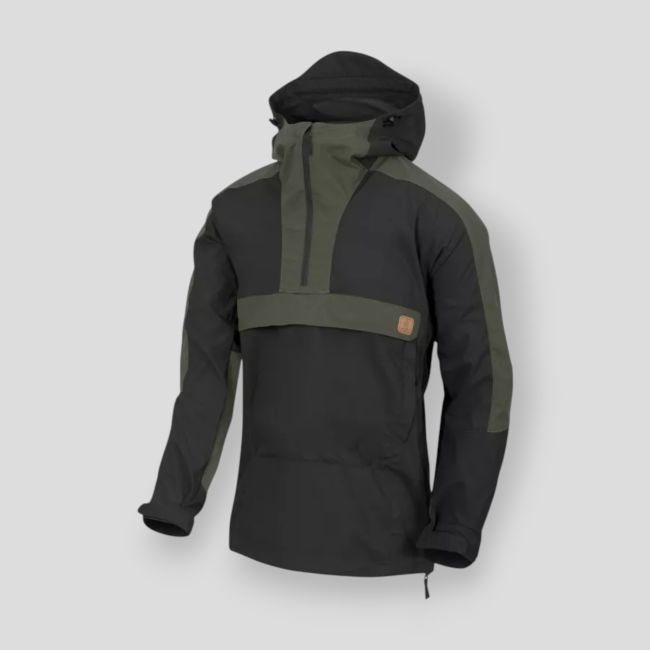 woodsman anorak jacket® - black / taiga green - helikon