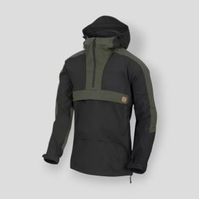 woodsman anorak jacket® - black / taiga green - helikon