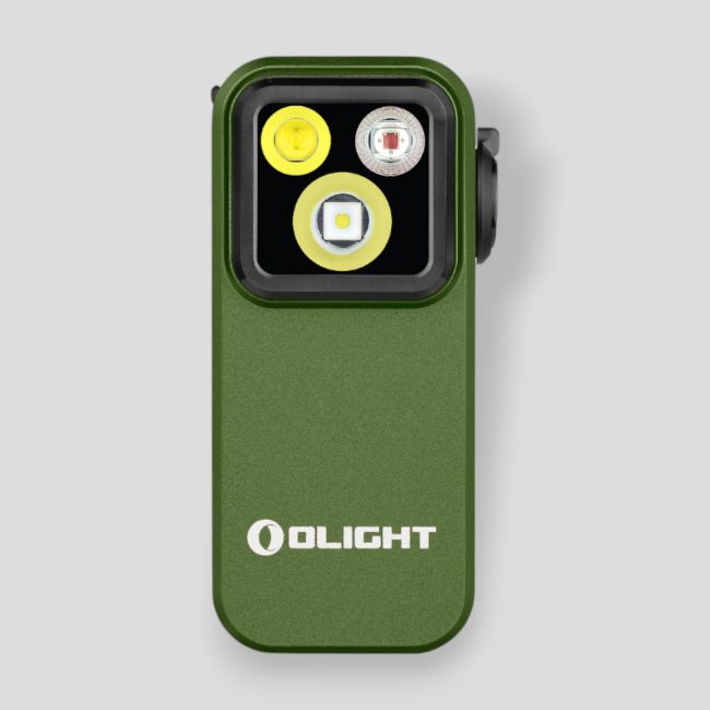 Lampe pour gilet tactique avec lumière rouge (500 lumens) Oclip Pro - Vert Olive - Olight