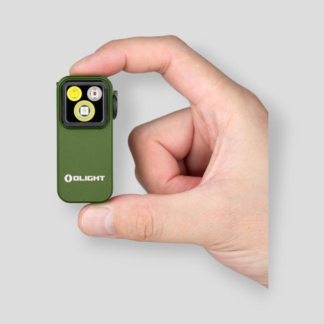 Lampe pour gilet tactique avec lumière rouge (500 lumens) Oclip Pro - Vert Olive - Olight