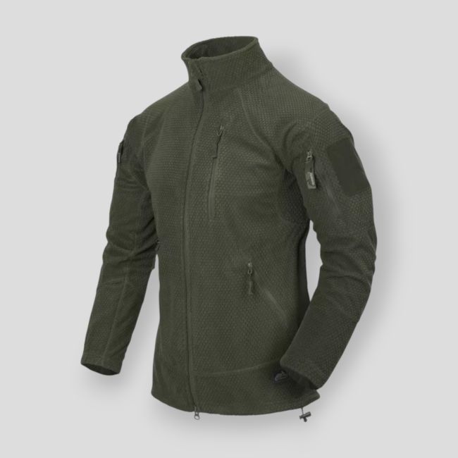 alpha tactical jacket - grid fleece - olive green - helikon