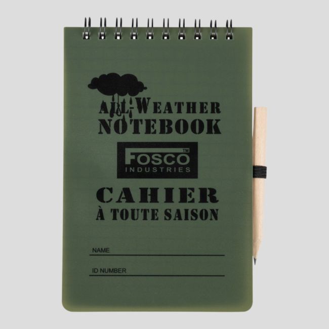 Caderno Impermeável com Lápis 14,8x10,5cm (A6) - Verde Oliva - Fosco Industries