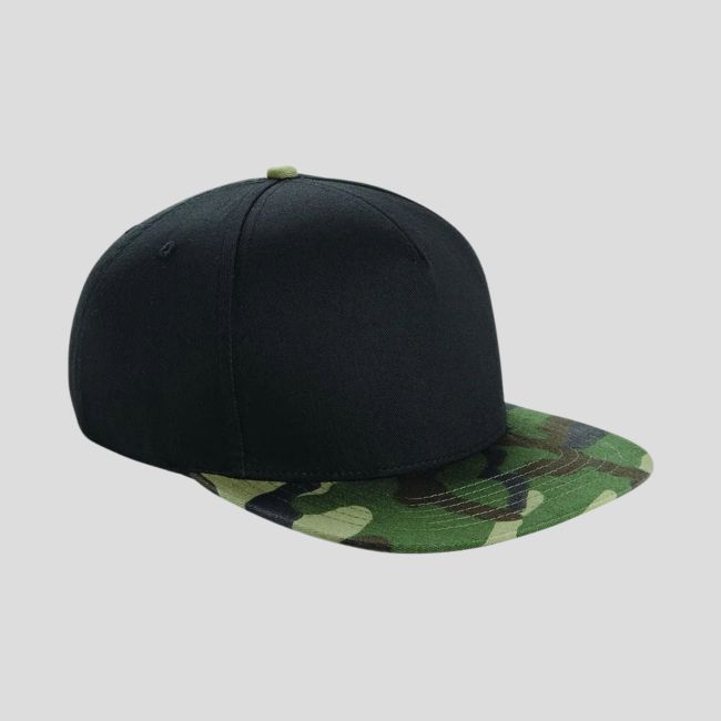 Czapka snapback 5 paneli - Czarny/Camo Jungle - Beechfield