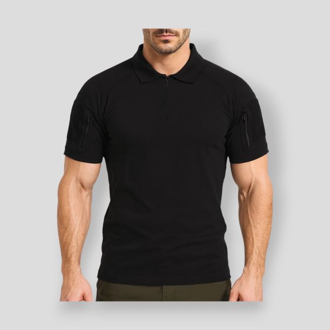 Polo Tropper mit Reißverschlusskragen Spandex 210g - Schwarz - OPEX