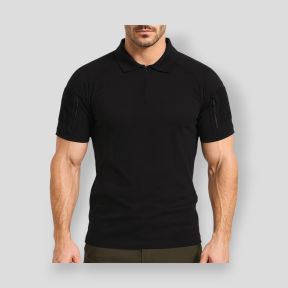Polo Tropper met ritskraag spandex 210g - Zwart - OPEX