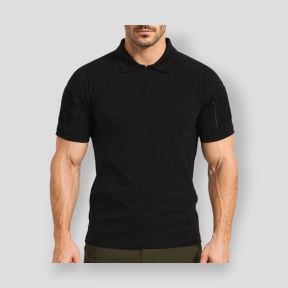 Polo Tropper mit Reißverschlusskragen Spandex 210g - Schwarz - OPEX