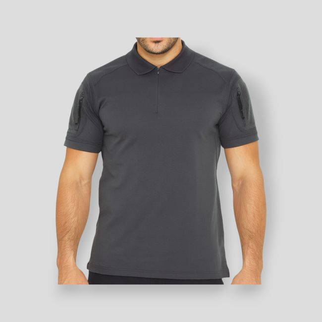Polo de manga corta transpirable con cuello de cremallera Tropper - Gris - OPEX