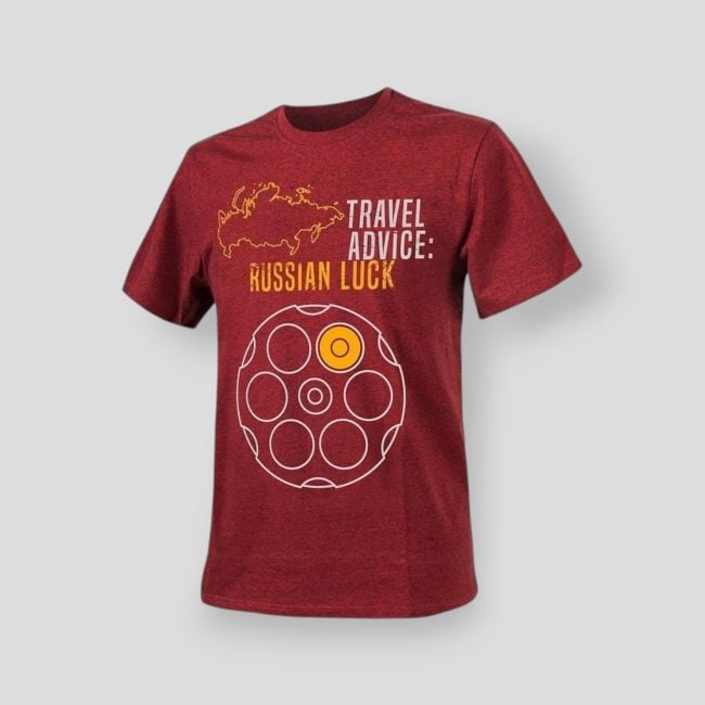 t-shirt (travel advice: russian luck) - melange red - helikon