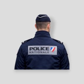 Retroreflektierendes Stirnband grauer Hintergrund mit Klett 28x7,5cm - Police Nationale