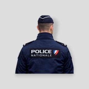 Flexibles Stirnband schwarzer Hintergrund mit Klett 28x7,5cm - Police Nationale