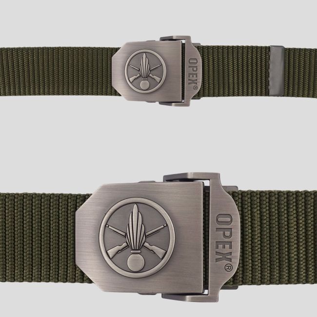 Ceinturon sangle en nylon avec boucle métal gravée Infanterie - Vert Olive - OPEX