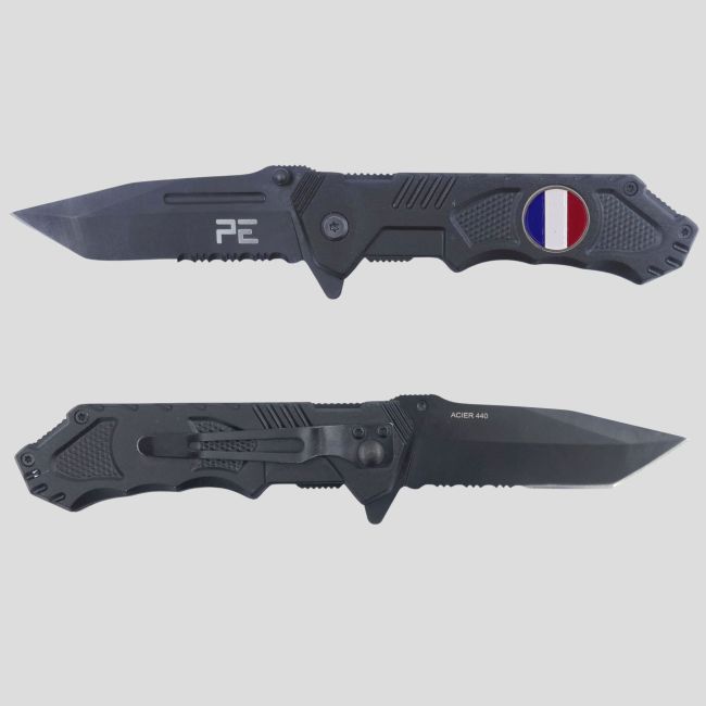 Canivete Survival (lâmina 8,5cm) França com bainha - Preto - OPEX
