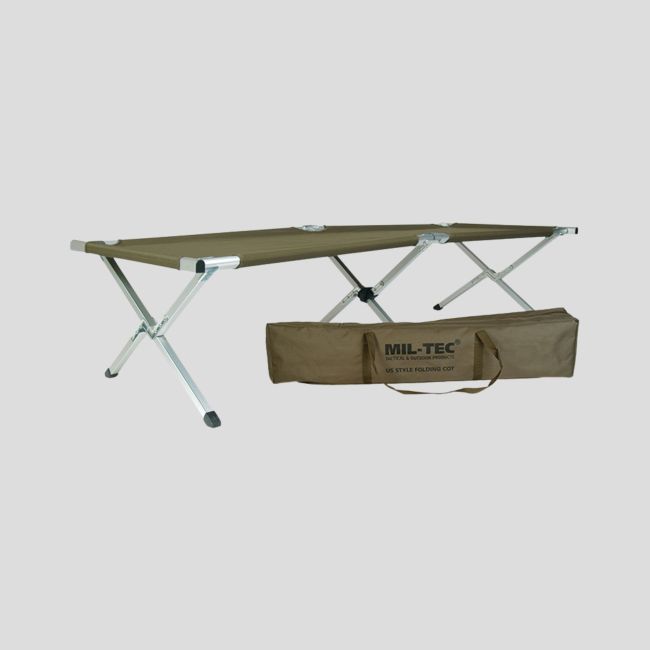 Lit Picot US en aluminium 190x65cm avec sac de transport - Vert Olive - Mil-Tec