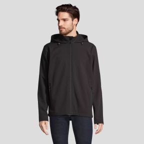 Softshell jas met rits en capuchon Race heren - Zwart - Sol's