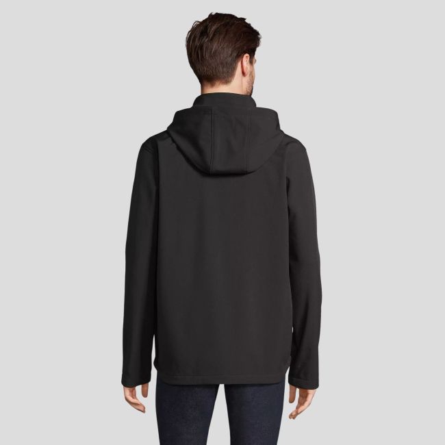 Softshell jas met rits en capuchon Race heren - Zwart - Sol's