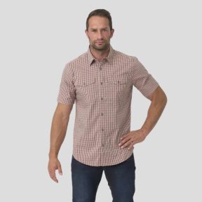 Chemise à manches courtes discrète pour port d'arme dissimulé - carreaux Rouge terre - Helikon