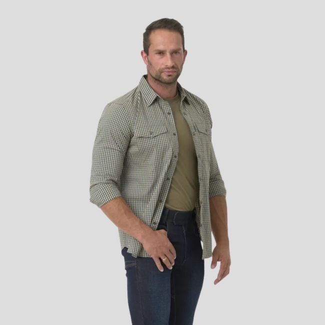 Chemise discrète pour port d'arme dissimulé - carreaux Vert sauvage - Helikon