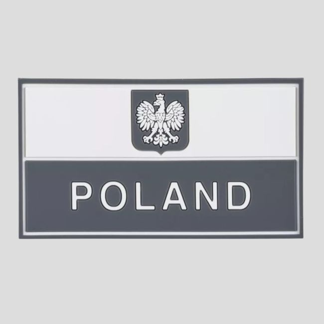 Naszywka flaga polska (90 x 50 mm) - pvc - Szary - Helikon