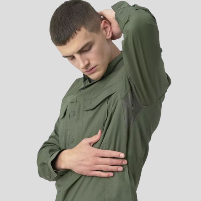 Maillot defender MK2 manches longues - Polycoton Ripstop - Vert olive - Helikon