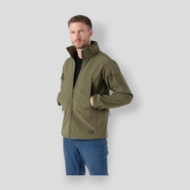 Veste gunfighter - Coupe-vent shark skin - Vert adaptatif - Helikon