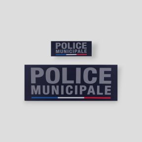 Banda retrorreflectante fondo azul marino con velcro 12x4,5cm - Policía Municipal