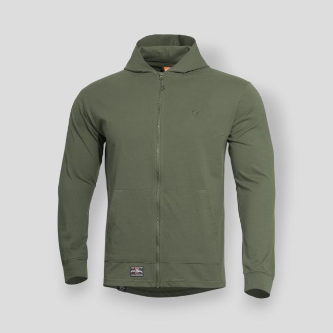 Bluza z kapturem na zamek Agis Ring Spun - Camo Green - Pentagon
