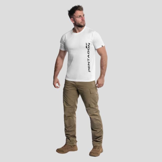 T-shirt Ageron met verticaal logo - Wit - Pentagon