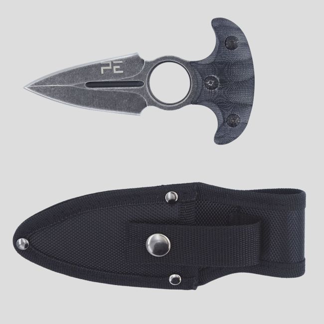Taktisches Kampfmesser (Klinge 8 cm) mit Etui - Schwarz - OPEX