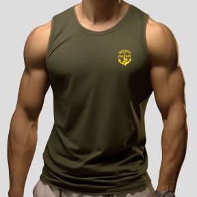 Cooldry zeefdruk tanktop Troupes de Marine - Olijfgroen - OPEX