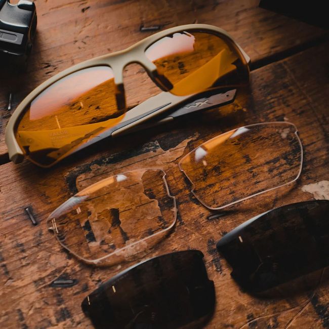 Lunettes de protection balistique Valor (kit 3 verres Gris/Incolores/Rouillés) - Tan - Wiley X