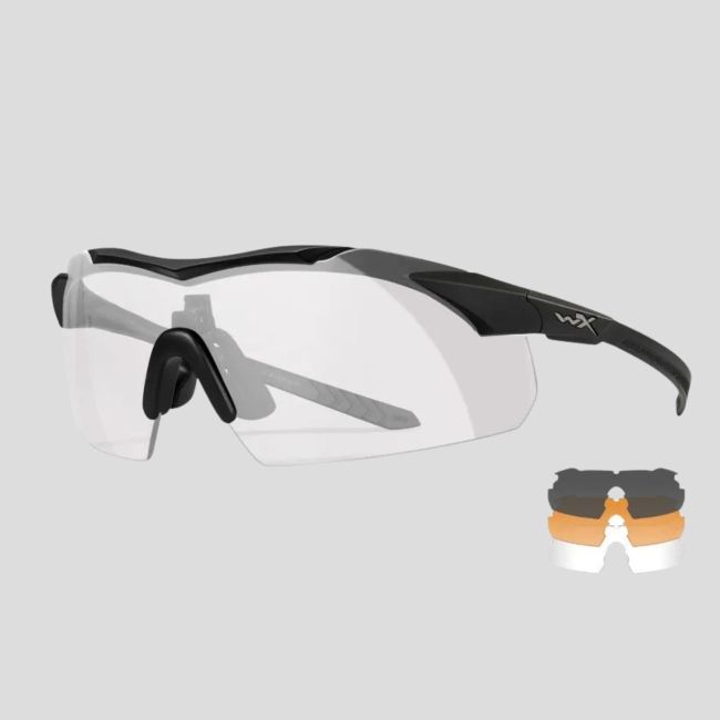 Ballistische veiligheidsbril Vapor Comm (kit 3 glazen Grijs/Kleurloos/Roestig) - Zwart - Wiley X
