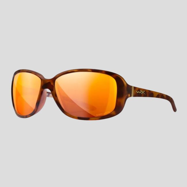 Óculos de sol femininos Affinity (lentes Captivate™ polarizadas e espelhos Bronzeados) - Castanho Manchado - Wiley X