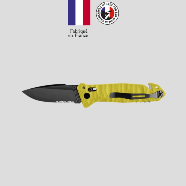 Coltello C.A.C.® serration manico tossificato pa6 - Giallo - TB Outdoor