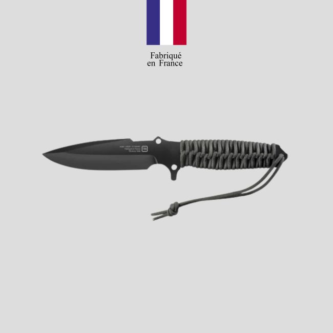 Coltello Le Maraudeur paracord 550 (lama liscia) + fodero kydex senza attacco molle - Nero - TB Outdoor