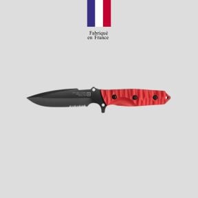 Couteau Le Maraudeur G10 toxifie (lame serration) + etui kydex sans attache molle - Rouge - TB Outdoor