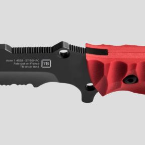 Couteau Le Maraudeur G10 toxifie (lame serration) + etui kydex sans attache molle - Rouge - TB Outdoor