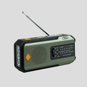 Notfall-Radio/Lampe/Powerbank wiederaufladbar (USB-C/Dynamo/Solar) - Olivgrün - Highlander Outdoor