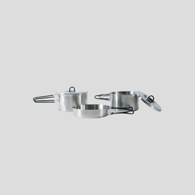 Cookset 1 padella + 2 casseruole con coperchi - Acciaio inox - Tatonka
