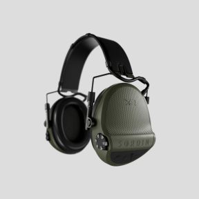 Gehoorbeschermer met zwart lederen hoofdband en Suprême X2 schuimringen (SNR: 29dB) - Olijfgroen - MSA Sordin