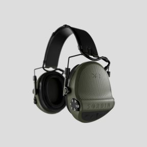 Gehoorbeschermer met zwart lederen hoofdband en Supreme X2 gelkussens (SNR: 29dB) - Olijfgroen - MSA Sordin