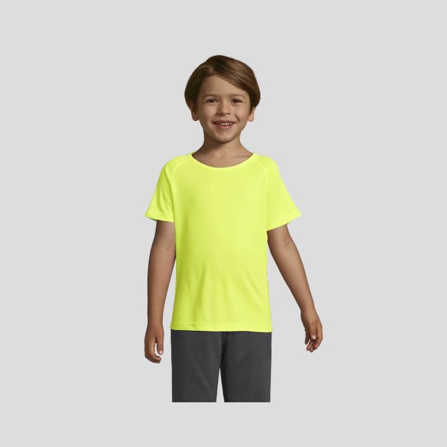 Tee-shirt met korte raglanmouwen Sporty kind - Fluogeel - Sol's