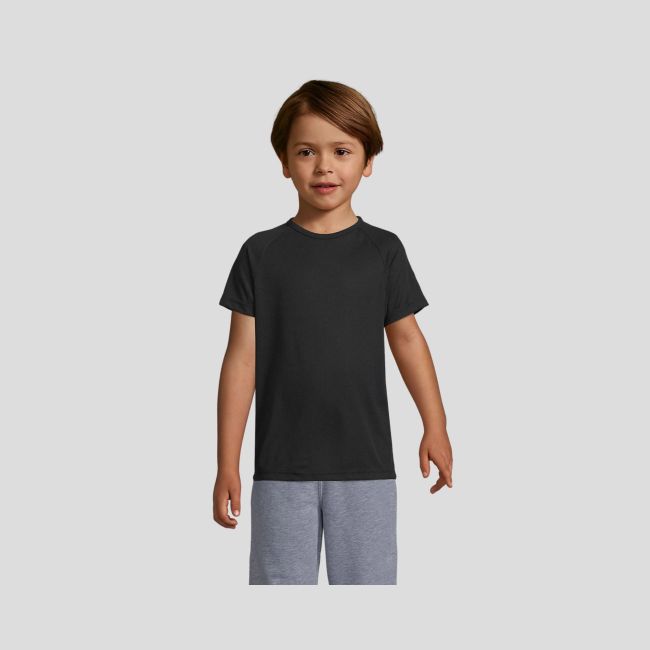 Tee-shirt met korte raglanmouwen Sporty kind - Zwart - Sol's