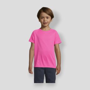Koszulka z krótkimi rękawami raglan Sporty dziecięca - Różowy Fluo - Sol's