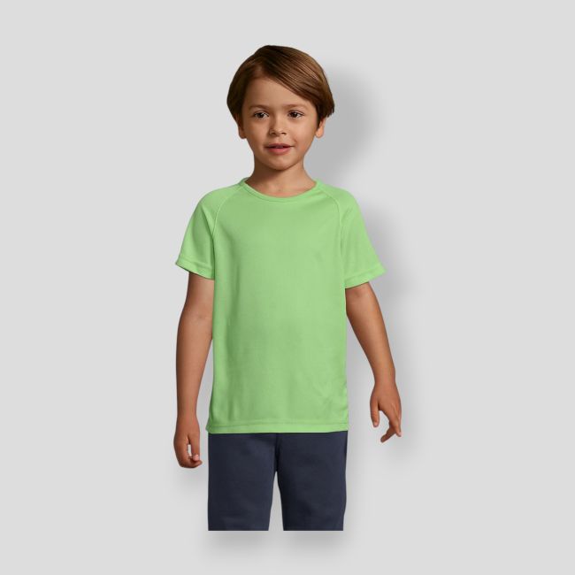 Kurzärmliges Raglan-T-Shirt Sporty Kinder - Apfelgrün - Sol's