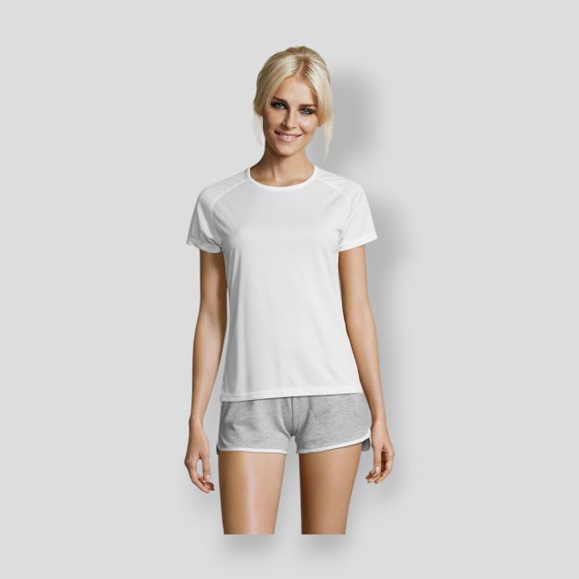 T-shirt de mangas curtas raglan Sporty feminino - Branco - Sol's
