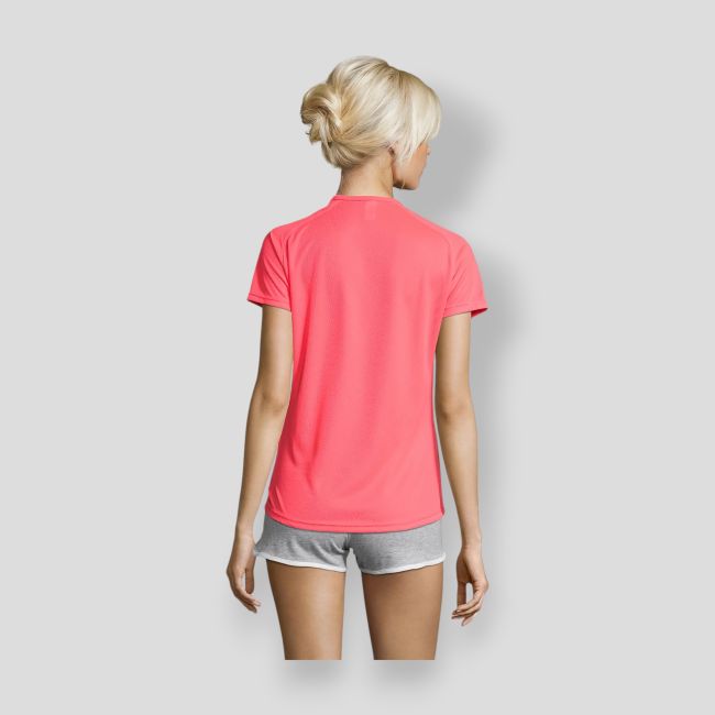 Kurzärmliges Raglan-T-Shirt Sporty Damen - Fluo-Koralle - Sol's